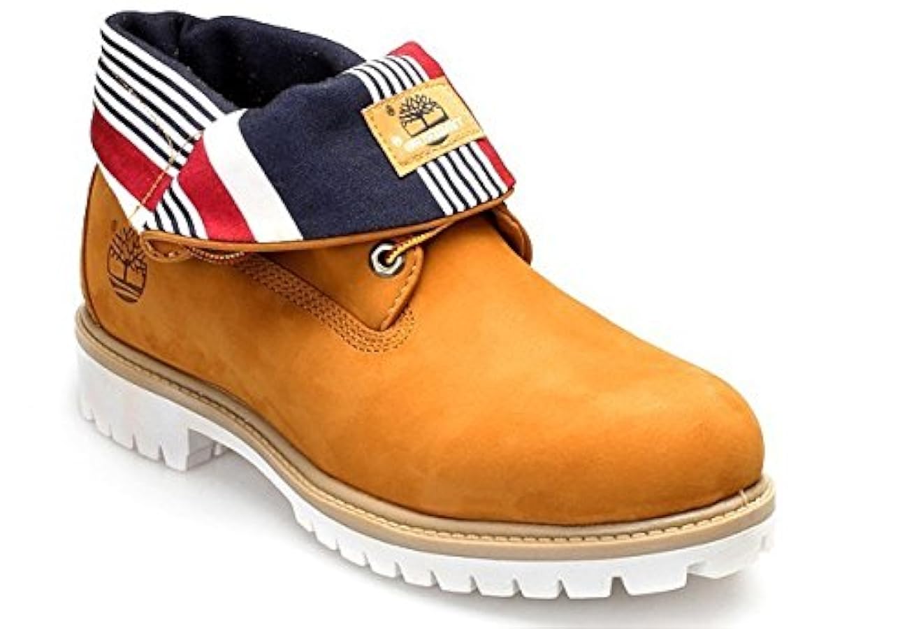 Timberlandティンバーランド ロールトップ ブーツ 赤 金レッドゴールド Timberland - ティンバーランド ロールトップブーツ 赤の通販 by